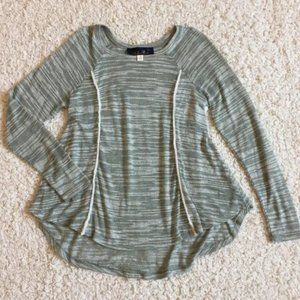 Blue Rain Sheer Long Sleeve Top in Sage